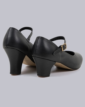 Imagem de OUTLET - 0050 - Sapato Boneca salto - 38 - Preto - Couro - Salto 4,5 cm e 6,5 cm - Evidence