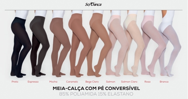 Imagem de OUTLET - TS41 - Meia Calça Conversível Lycra - MOCHA - Só Dança